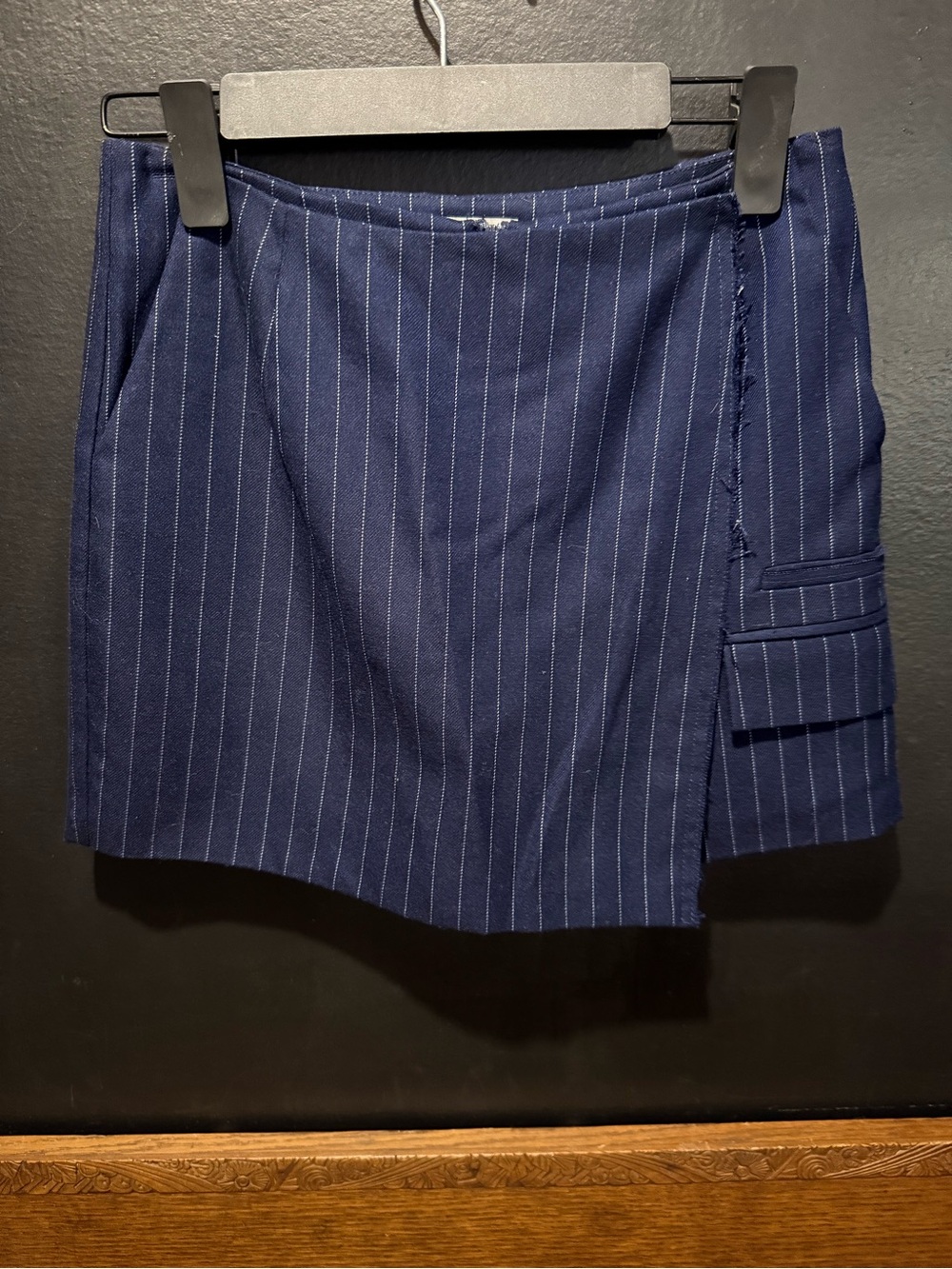 Navy Pinstripe Mini Skort